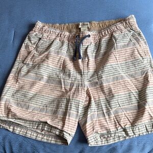 L.L. Bean Men’s Striped Drawstring Shorts— Pink, Light Blue & Cream
